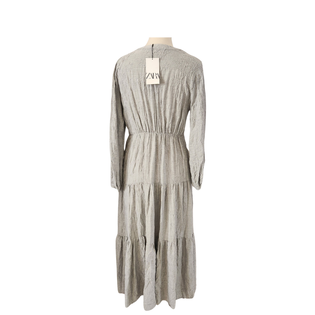 ZARA Grey Cotton Maxi Dress  | Brand New |