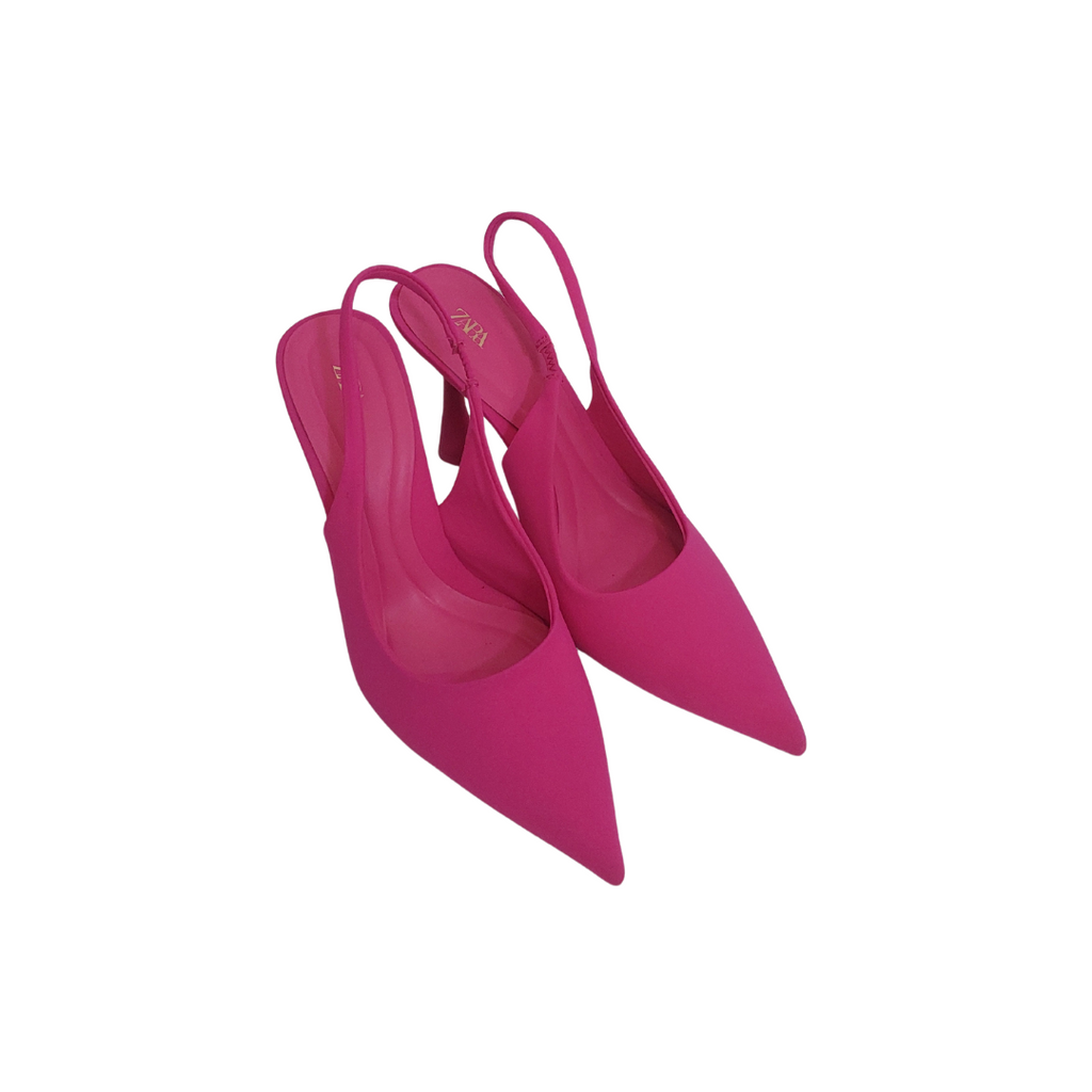ZARA Fuchsia Pink Pointed Slingback Heels | Gently Used |