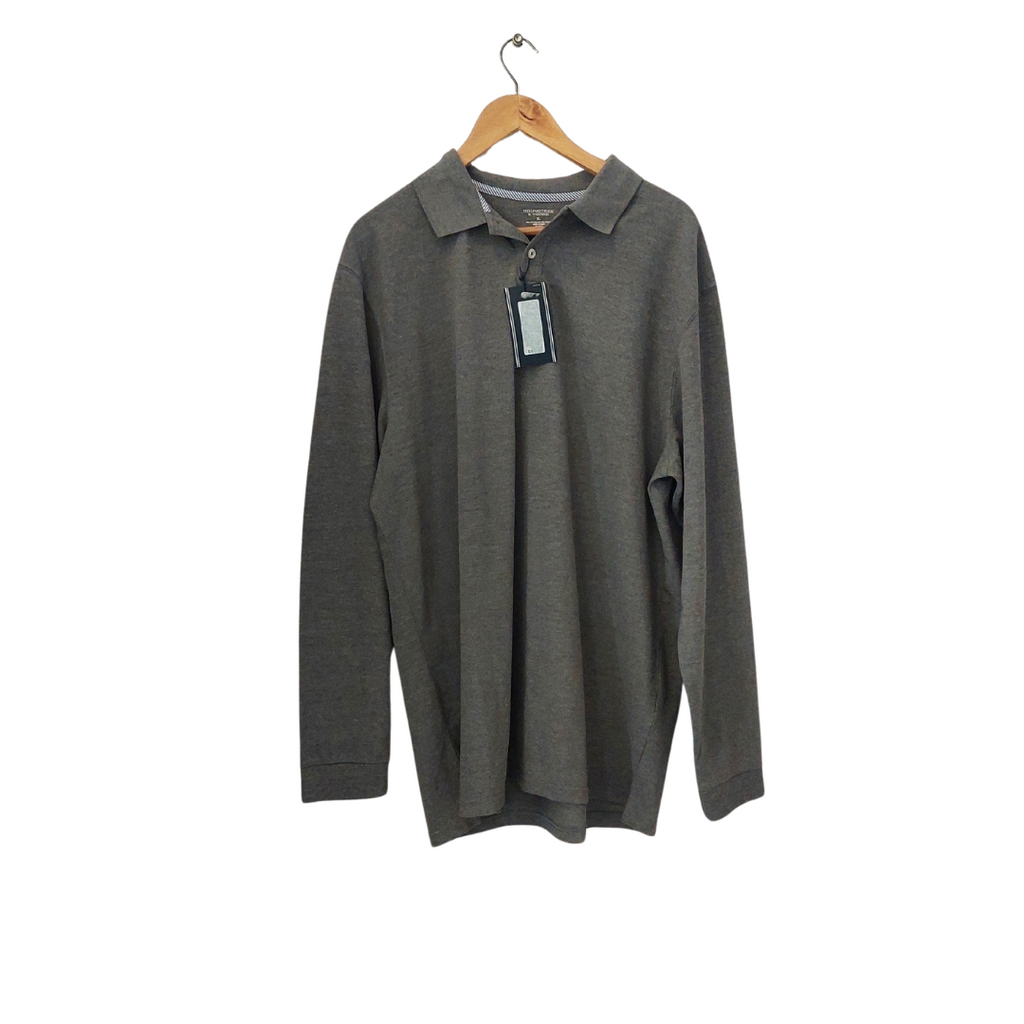 Roundtree & Yorke Men's Grey Long-sleeve Polo Shirt | Brand New |