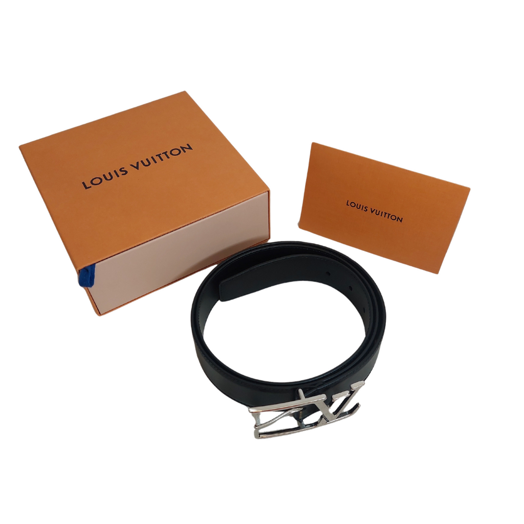 Louis Vuitton Men's LV Skyline 35mm Black Leather Belt | Gently Used |