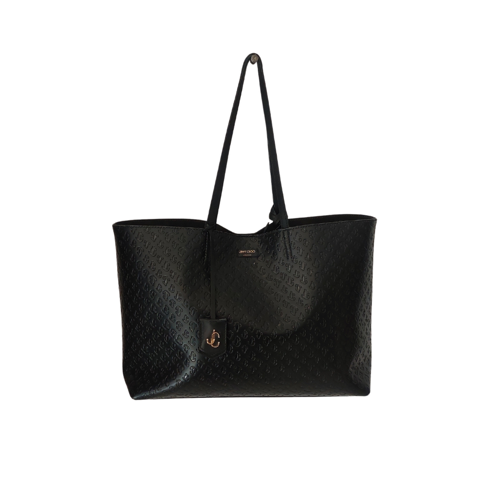 トートバッグ JIMMY CHOO BLACK NAPPA LEATHER SHOPPING BAG DRAWSTRINGTOTELZKP_001463_FRON