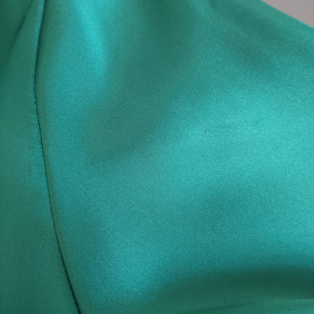 ZARA Emerald Green Satin Knee-length Dress | Pre Loved |
