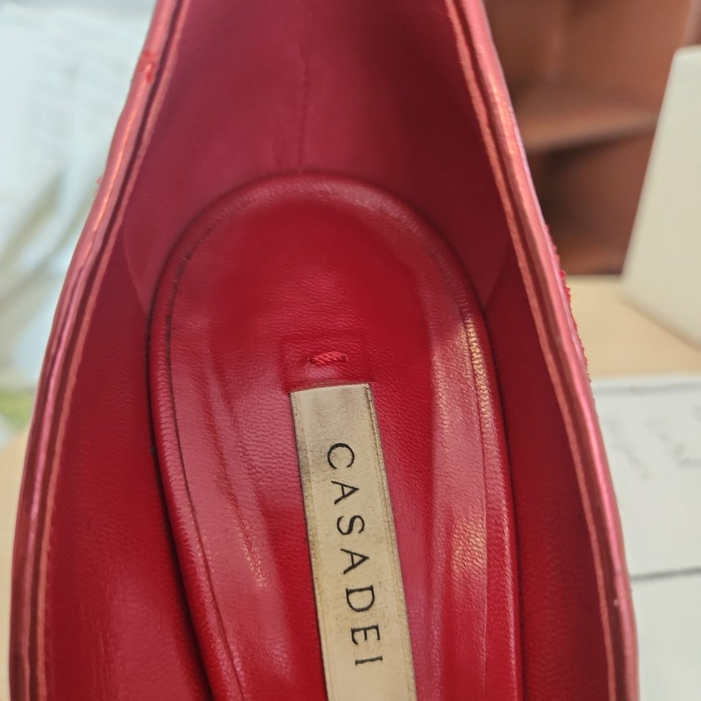 Casadei Red Sequins Pointed Stiletto Pumps | Pre Loved |