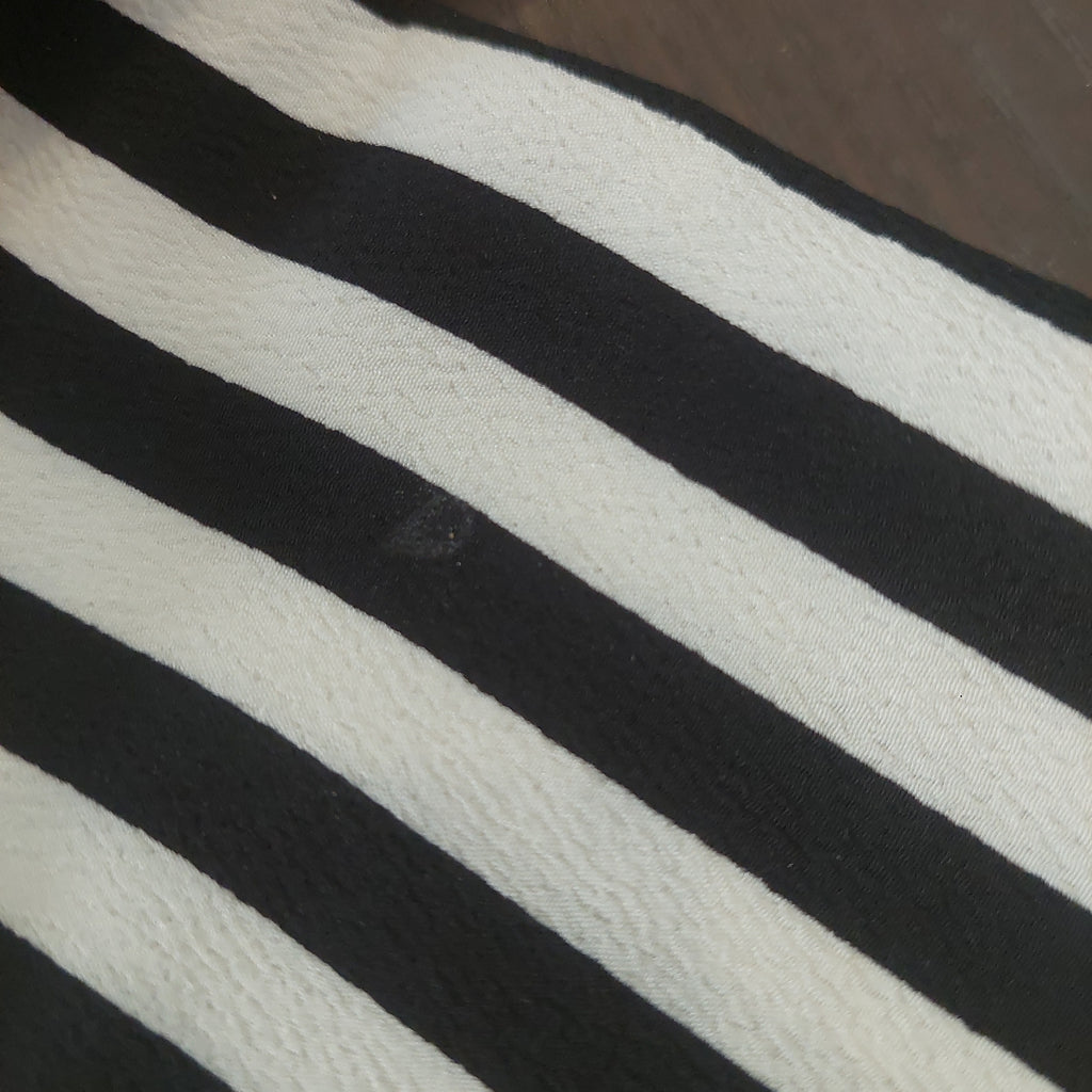 ZARA Black & White Striped With Pearls Collared Shirt | Gently Used |
