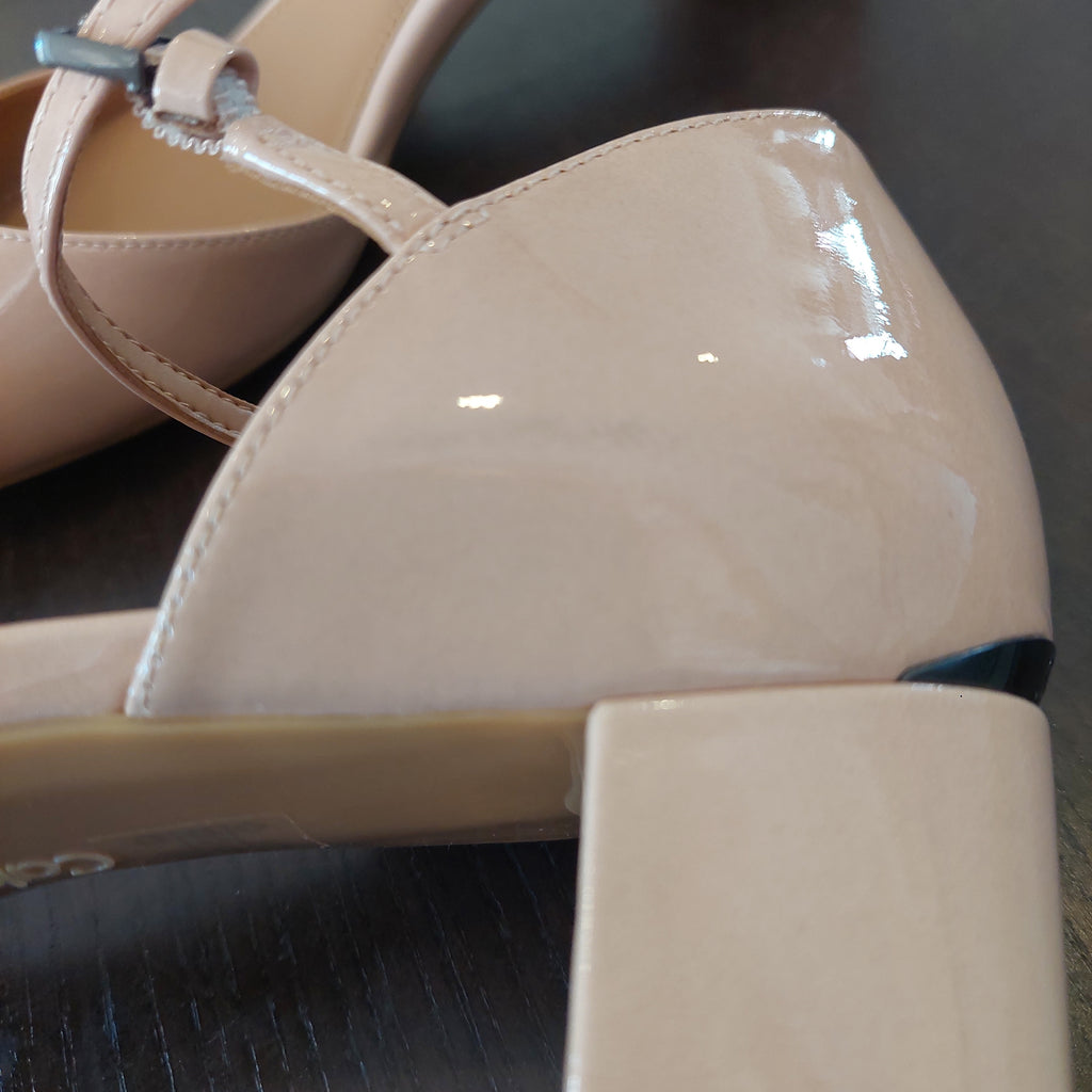 Calvin Klein 'Georgie' Glossy Blush Patent Block Heels | Brand New |
