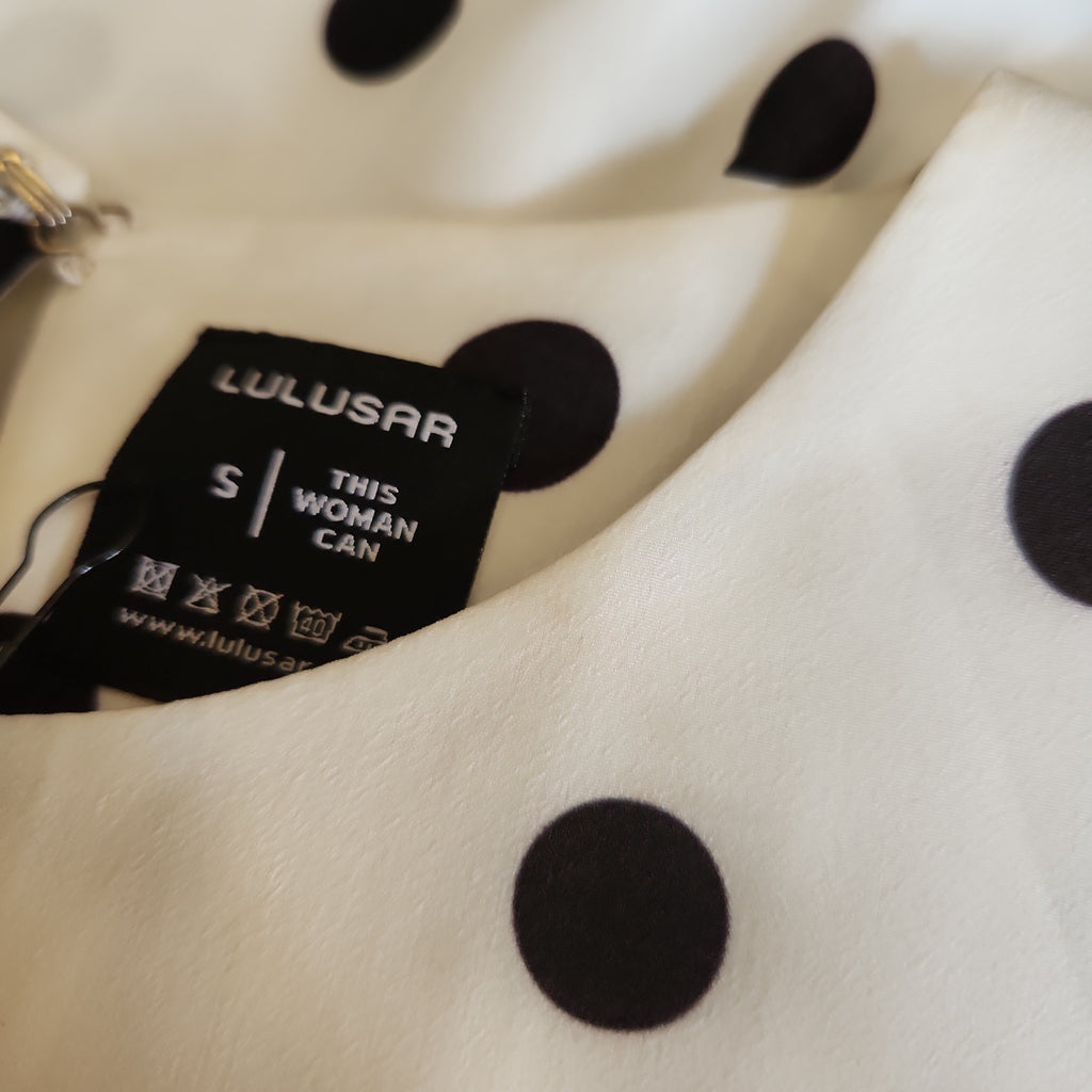 Lulusar Black & White Polka Dot & Striped Kurta  | Brand New |
