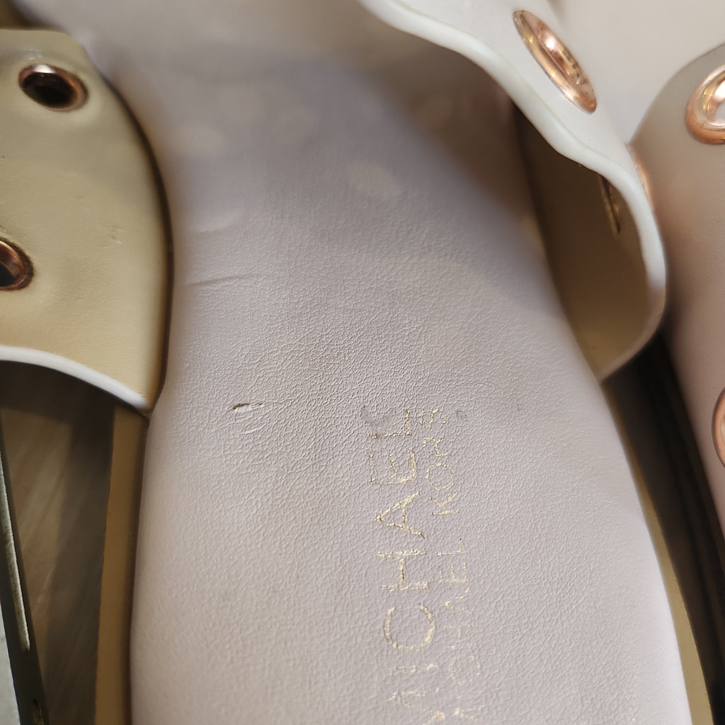 Michael Kors Pink Leather 'Patty' Flat Thong Sandals | Like New |