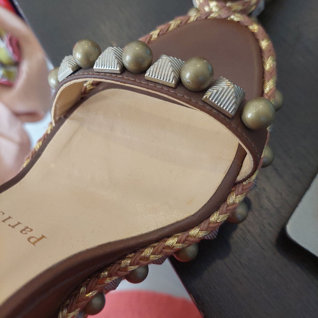 Christian Louboutin Brown Studded  'Pyraclou' Wedges | Gently Used |