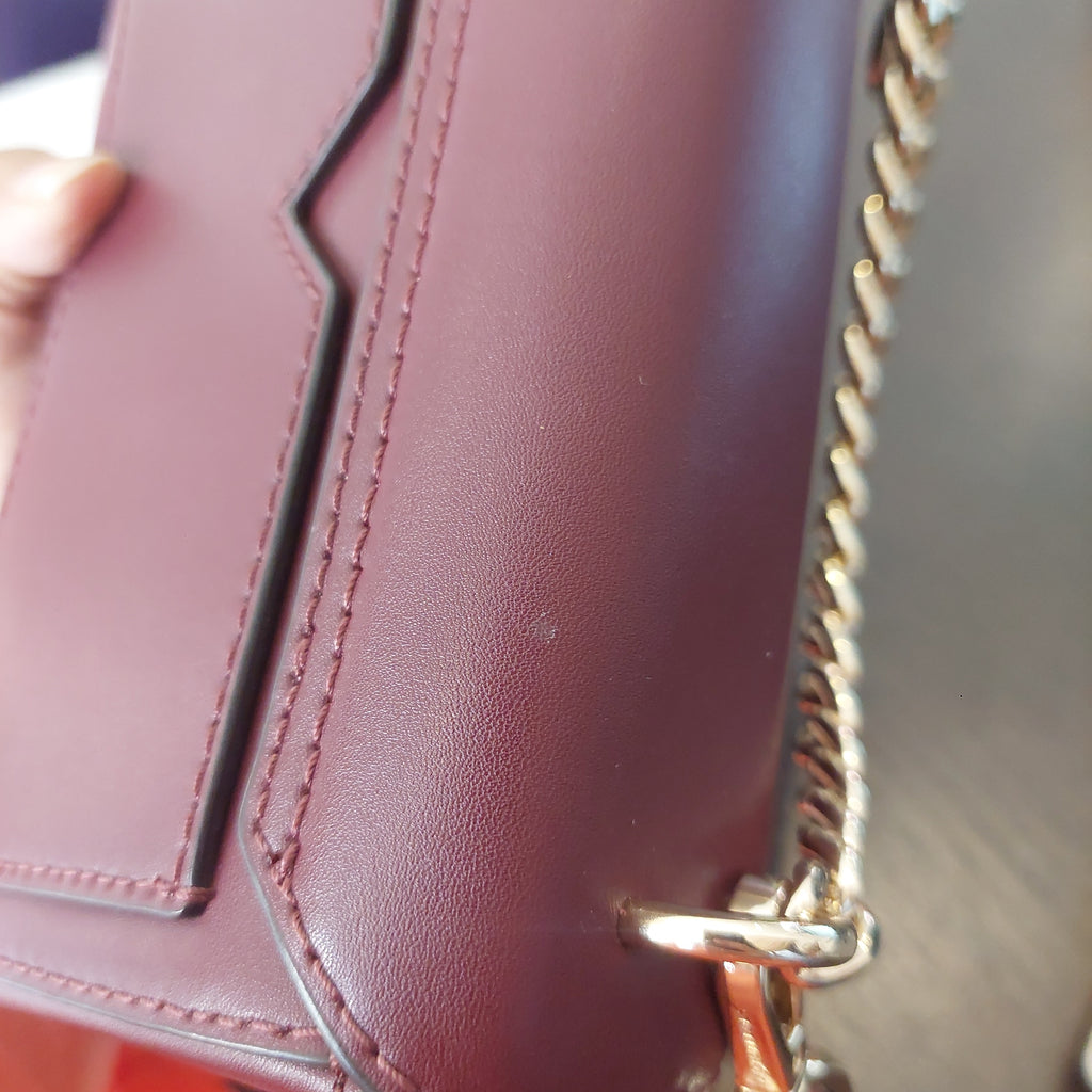 Michael Kors Maroon Leather Small 'Lita' Crossbody Bag | Pre Loved |