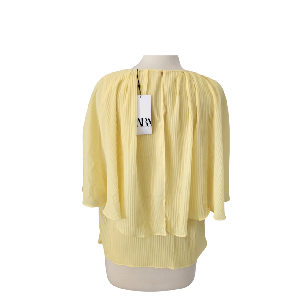 ZARA Yellow Pleated Layered Blouse  | Brand New |