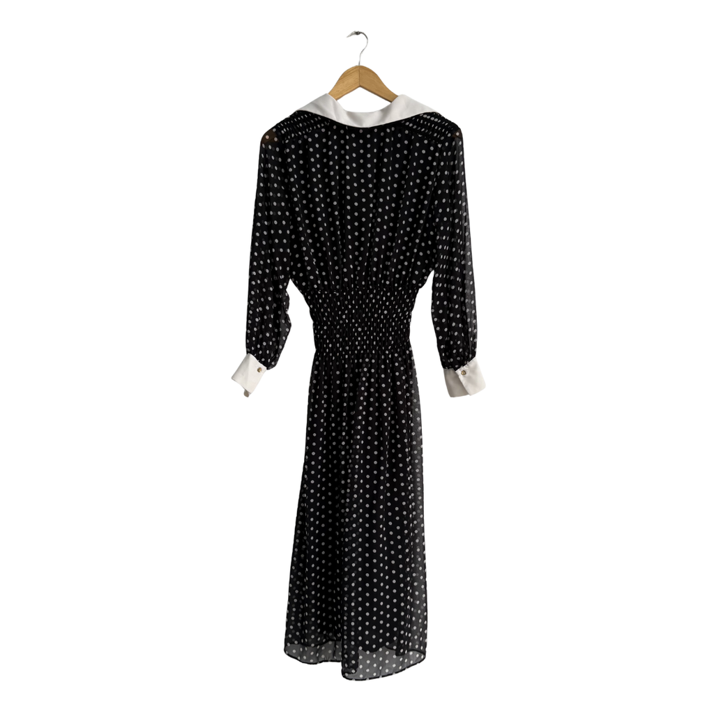 Zara Black And White Polka Dot Ruched Long Dress | Gently Used