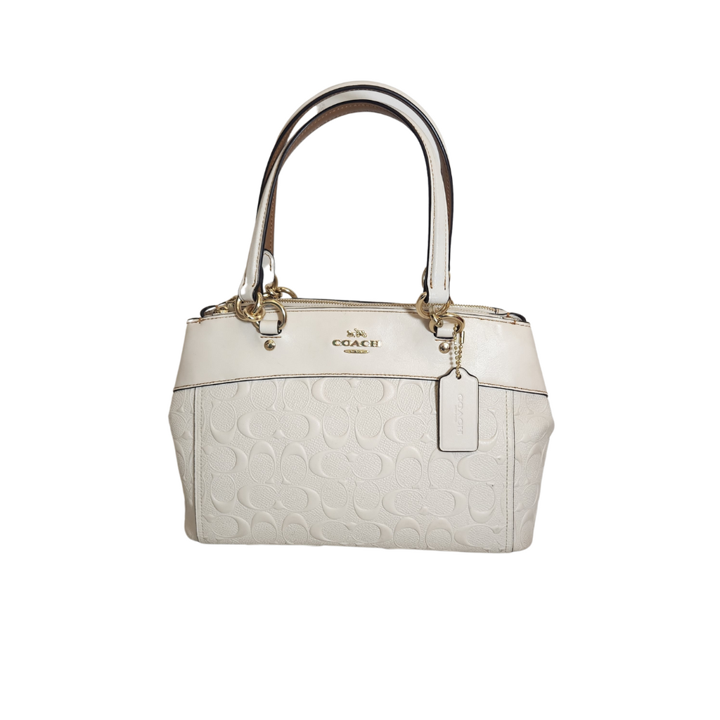 Coach Cream with Tan Leather Trim 'Brooke' Carryall Bag | Pre Loved |