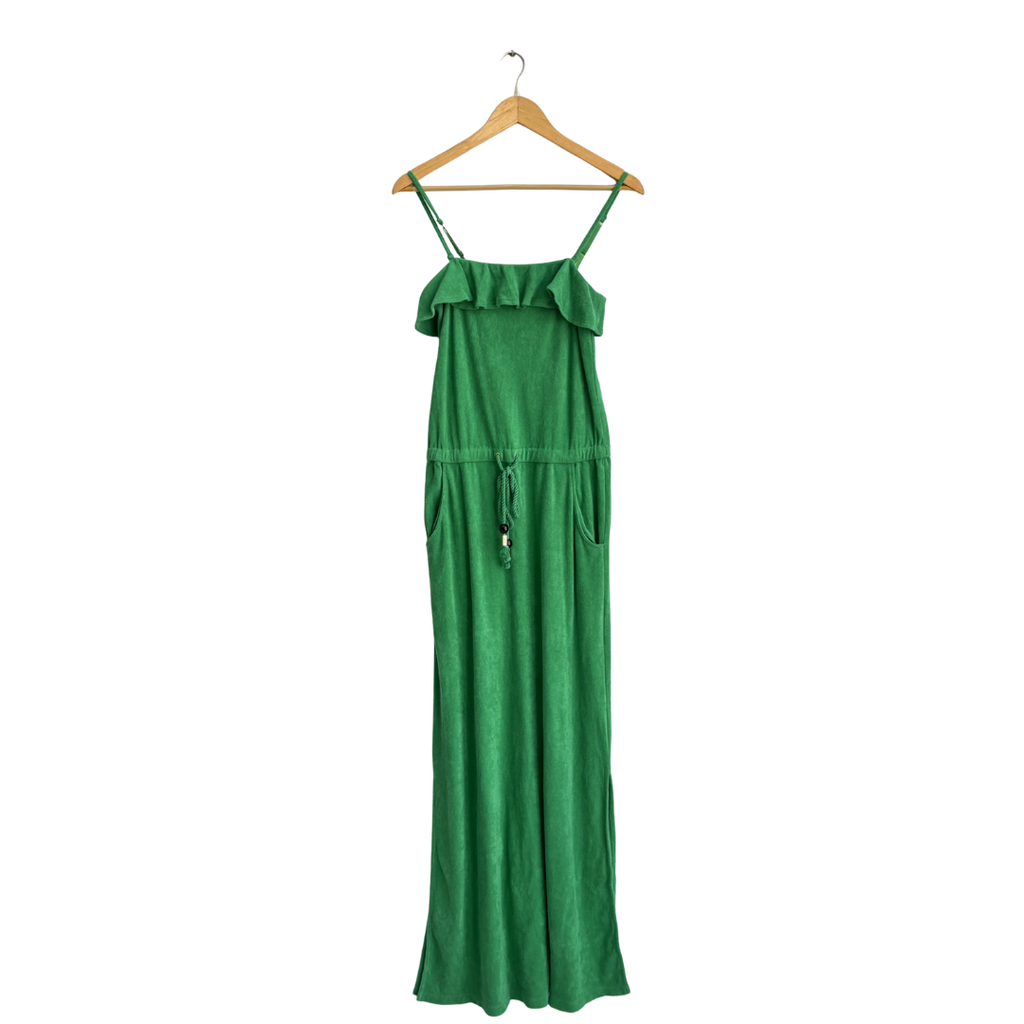 Juicy Couture Green Velour Ruffle Trim Maxi | Gently Used
