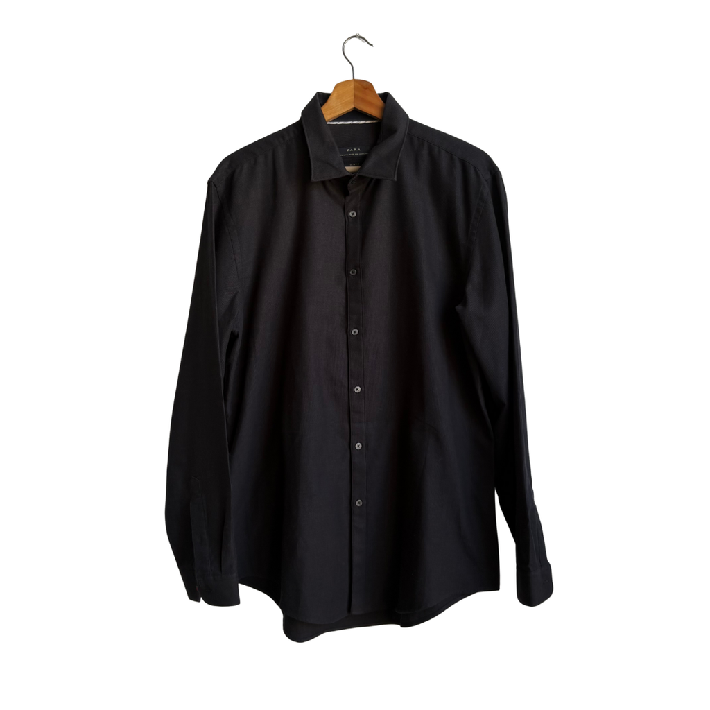 Zara Men's Black Slim Fit Textured Button Down Shirt | Pre Loved | | Secret  Stash