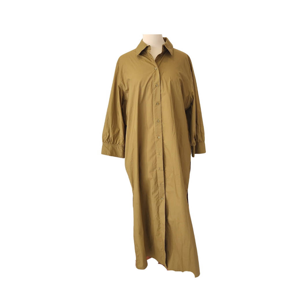 H&M Olive 100%Cotton Long Shirt Dress / Tunic | Brand New |