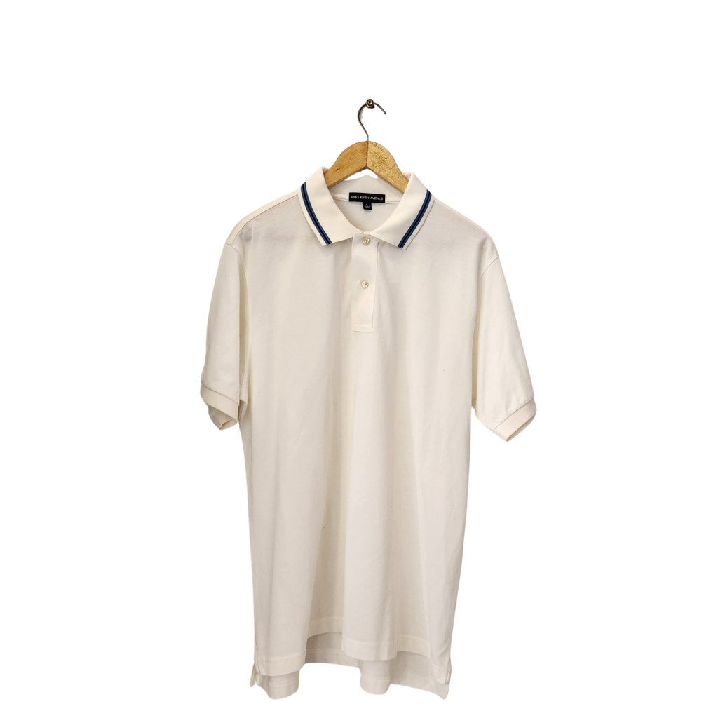 Saks Fifth Avenue Men's White Polo Shirt | Pre Loved |