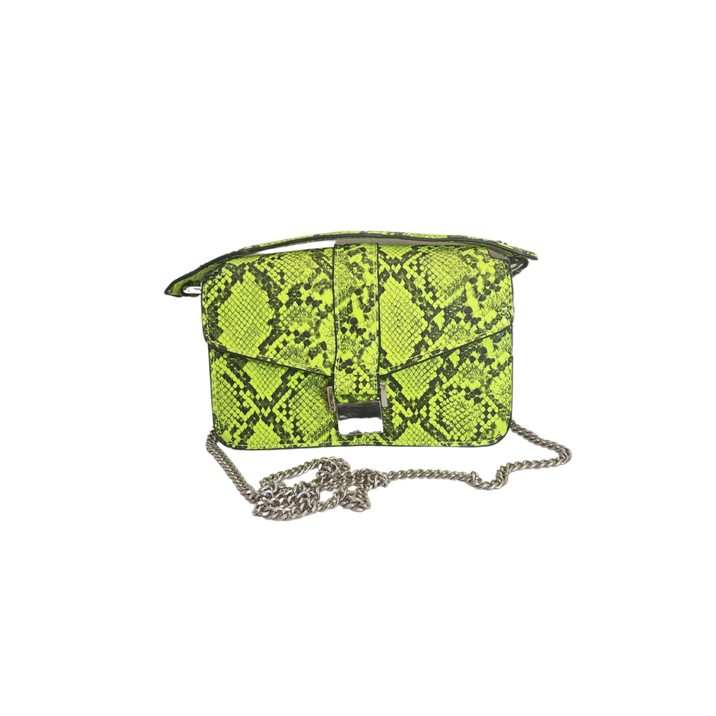 ZARA Neon Green Faux Snakeskin Mini Purse | Brand New |