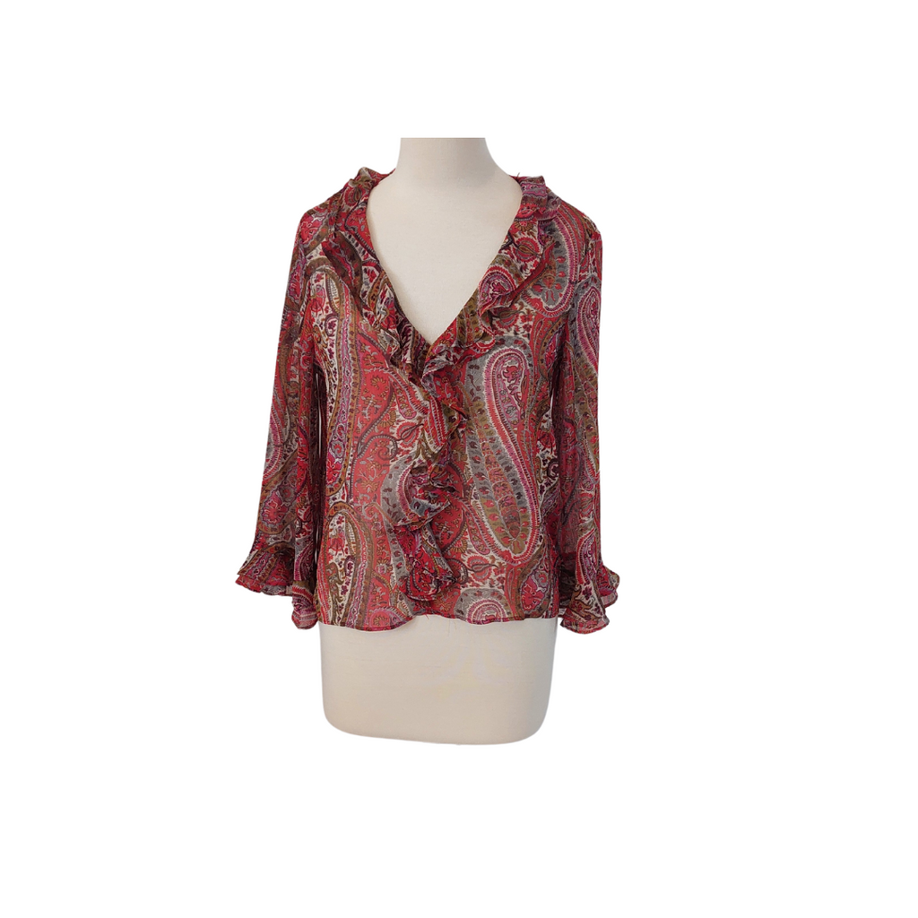 ZARA Red Printed Blouse | Gently Used |