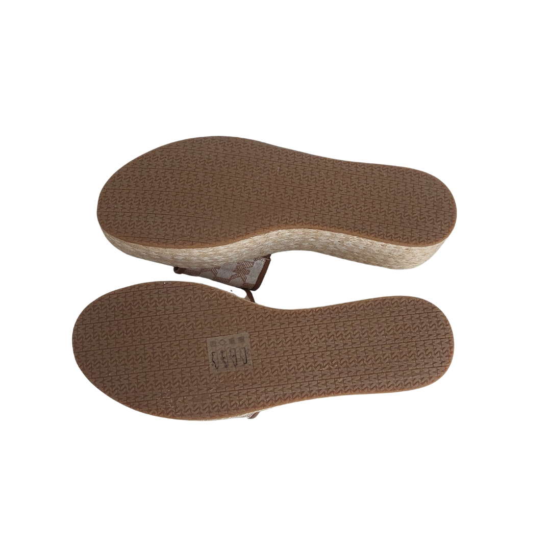 Michael Kors Sadler Logo Jacquard & Jute Wedge Sandal | Brand New |