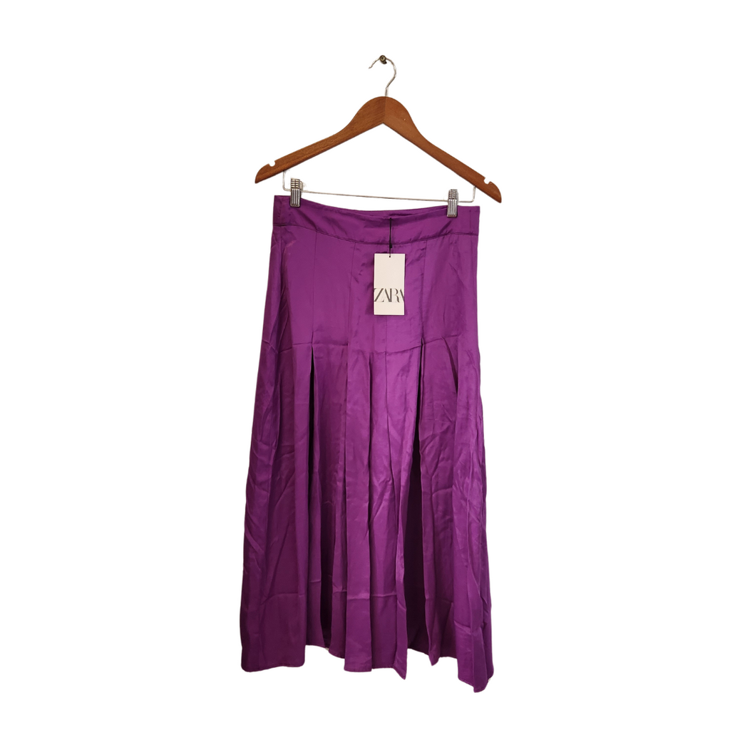 ZARA Purple Satin Midi Skirt | Brand New |