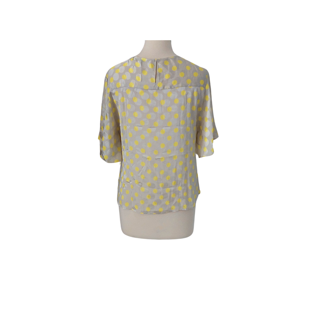 ZARA Grey & Yellow Polka Dot Blouse | Brand New |