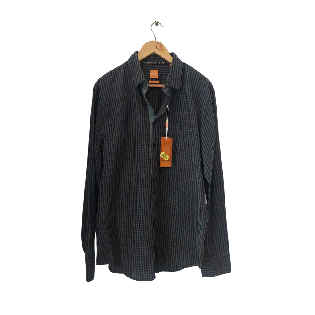 Hugo Boss Men's Black Checked Collared Shirt | Brand New |