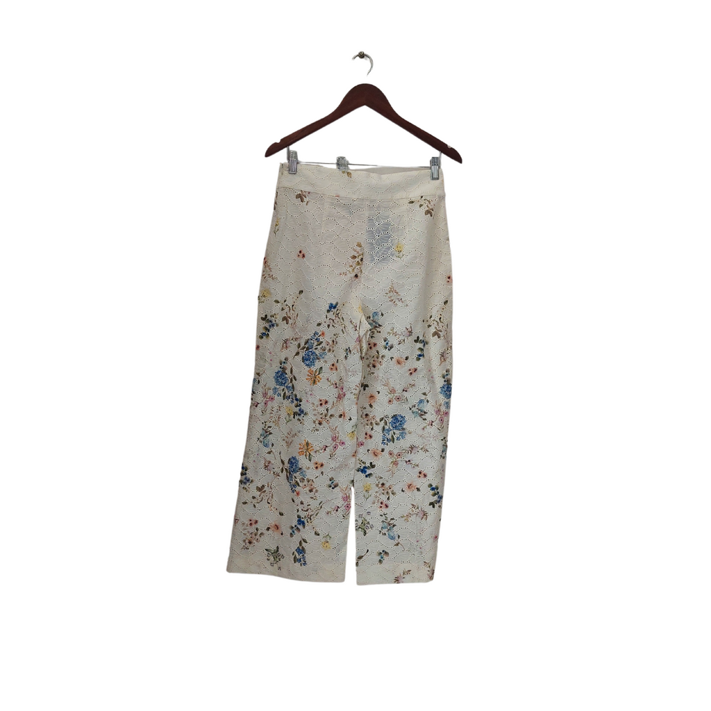 ZARA Cream Lace Floral Printed Pants | Brand New |