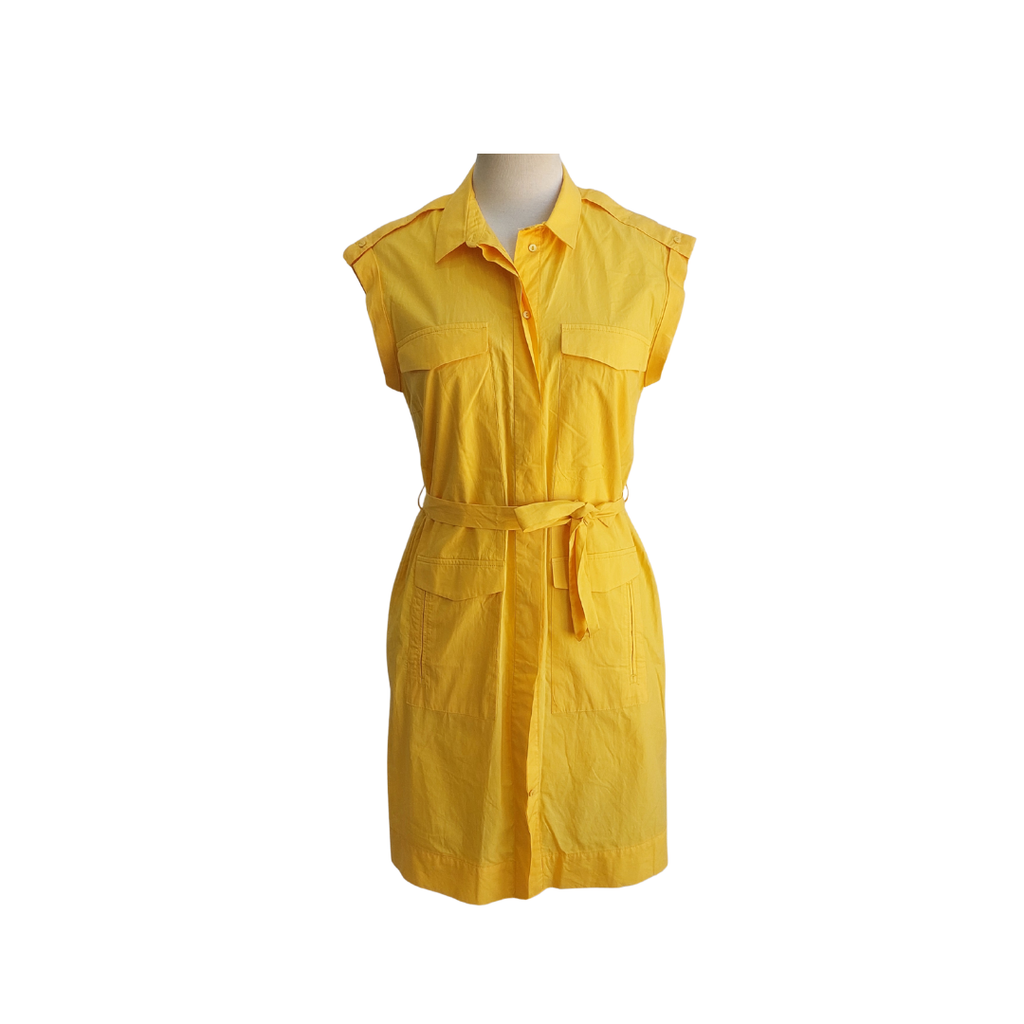Zara Goldenrod Yellow Poplin Belt Shirt Dress