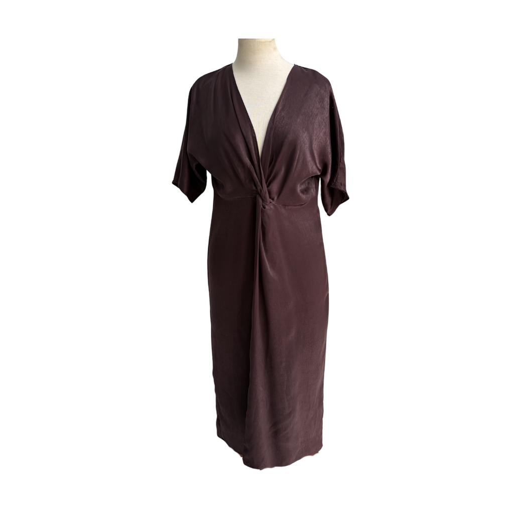 Zara Deep Purple Knot Midi Dress | Gently Used