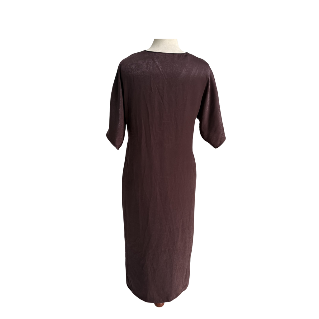 knee length dresses for ladies Zara Deep Purple Knot Midi Dress | Gently Used