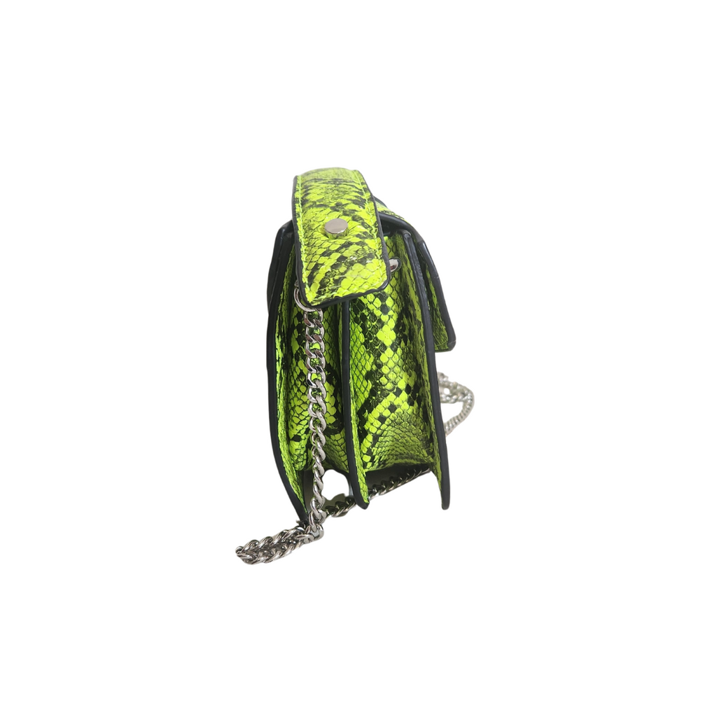 ZARA Neon Green Faux Snakeskin Mini Purse | Brand New |