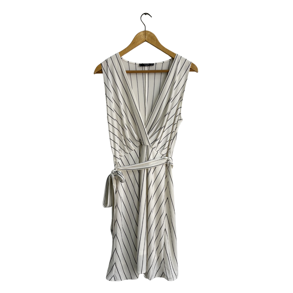 Mango White & Black Striped Tie Detail Dress | Gently Used