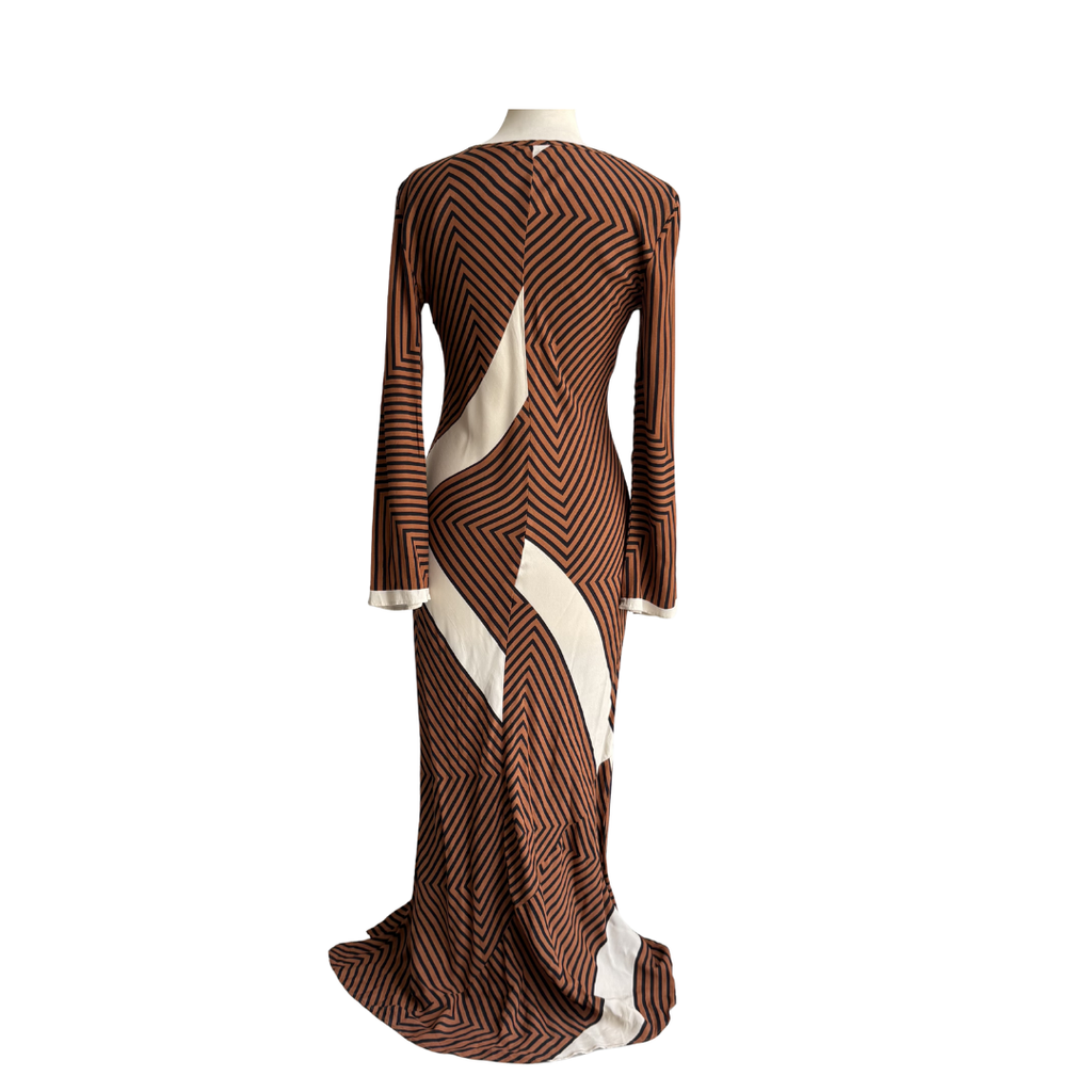 zara brown striped dress & Off White Stripe Long | Gently Used Embellished Halter Black Dress #kemis Color:greenery shantung