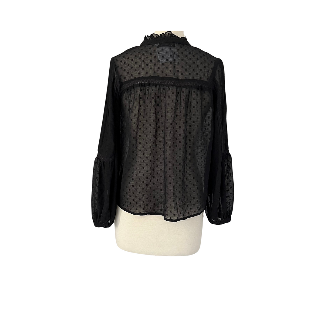 zara sheer black blouse