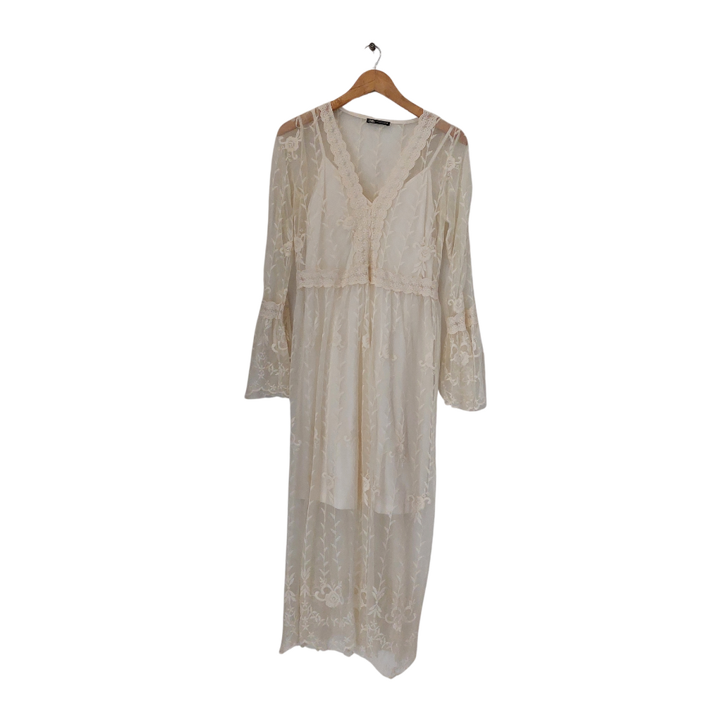 ZARA Cream Net & Lace Maxi Dress | Gently Used | | Secret Stash ZARA Cream Net & Lace Maxi Dress | Gently Used | | Secret Stash
