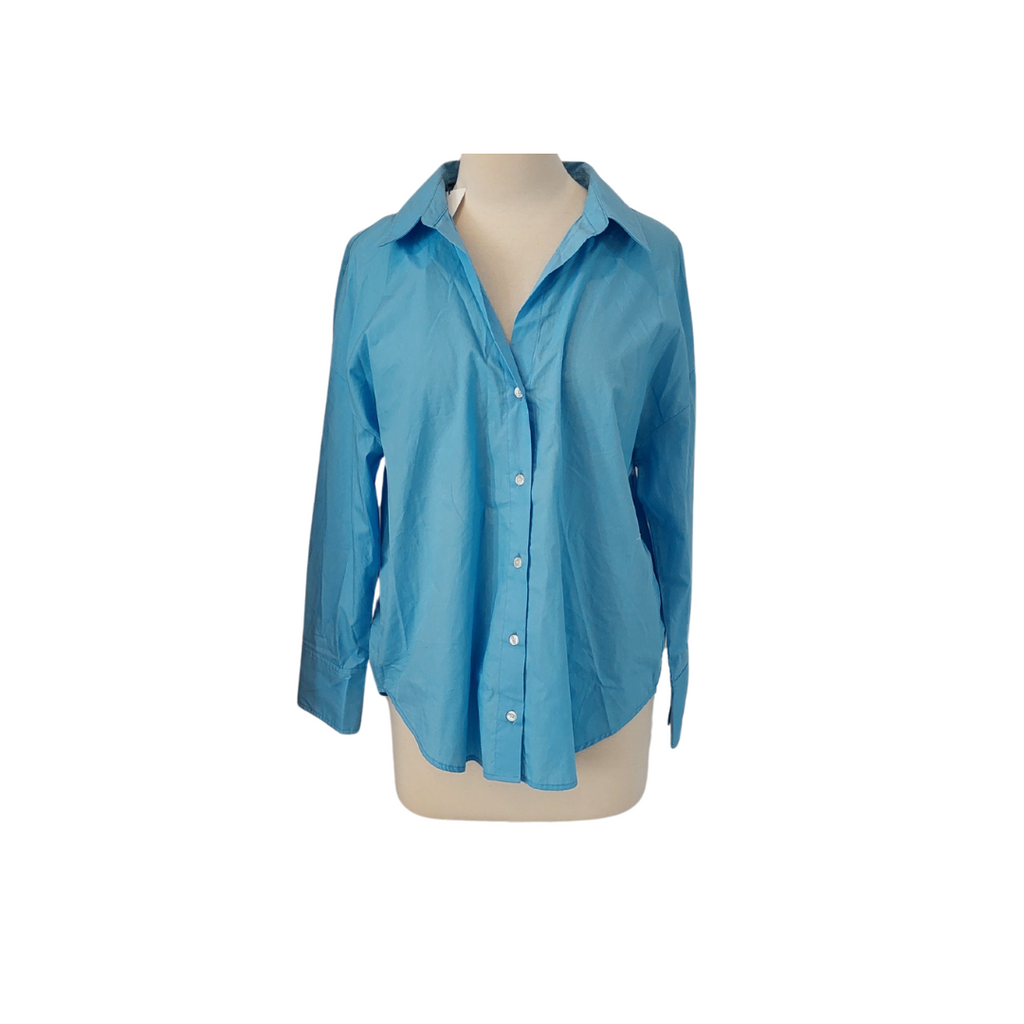 ZARA Blue Cotton Button-down Collared Shirt | brand New |