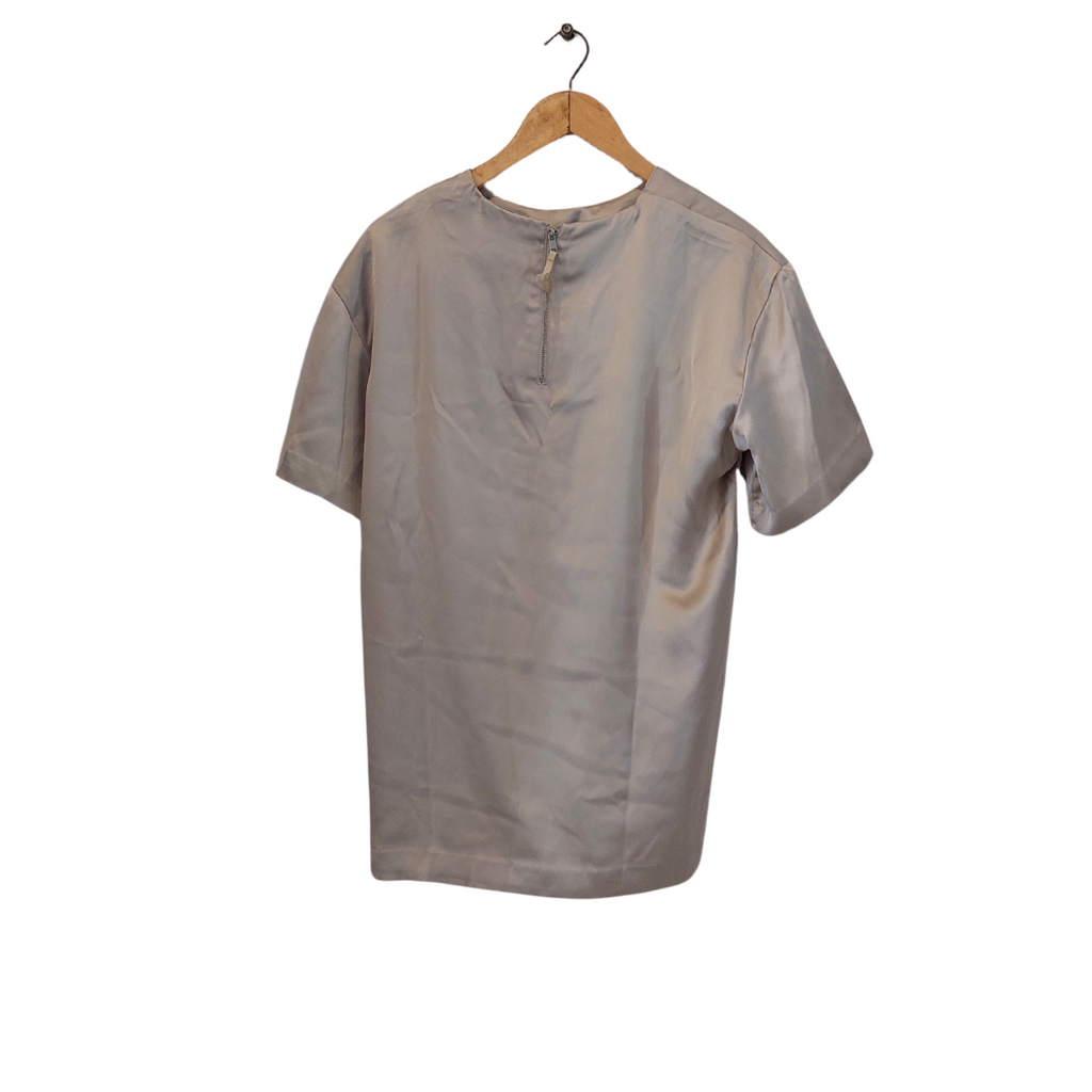 H&M Silver Satin Short-sleeves Top | Brand New |