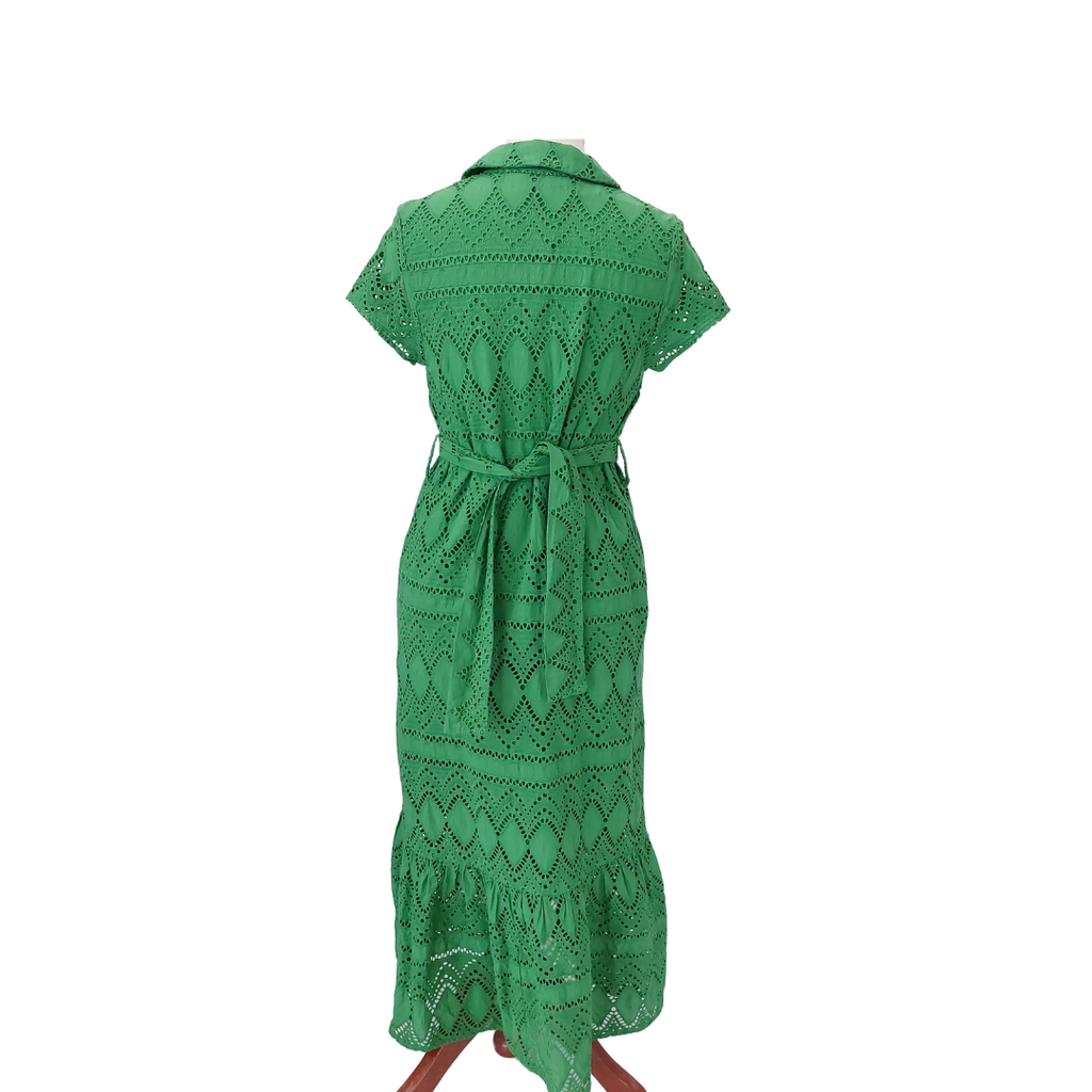 Zara Green Cut-Work Belted Dress | Gently Used | | Secret Stash Zara Green Cut-Work Belted Dress | Gently Used | | Secret Stash