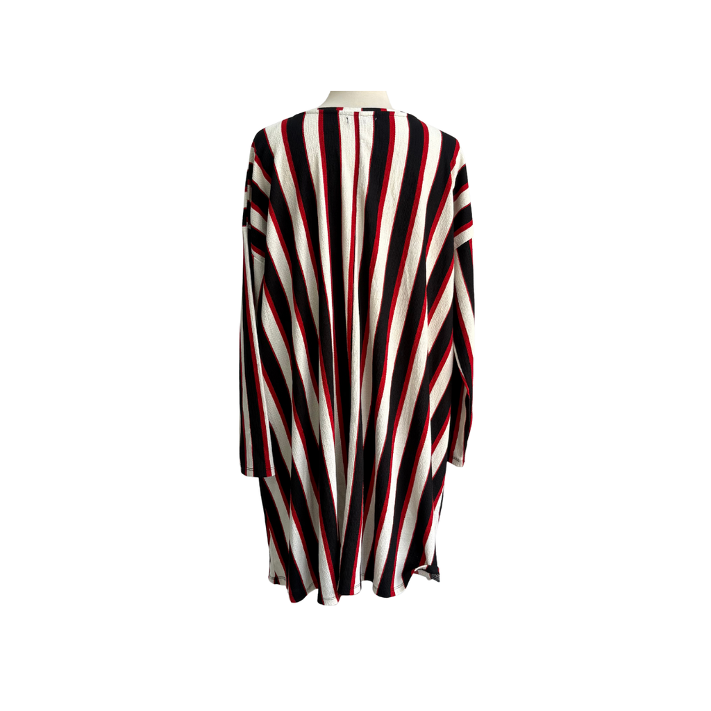 Zara Red, Black And White Striped Midi Length Dress | Gently Used