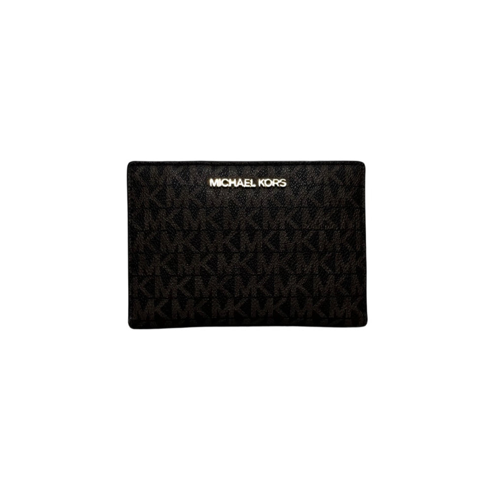 Michael Kors Brown Monogram Jet Set Travel Carryall Wallet with Card C Secret Stash