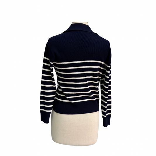 Uniqlo Navy & White Striped Ribbed Sweater | Brand New |