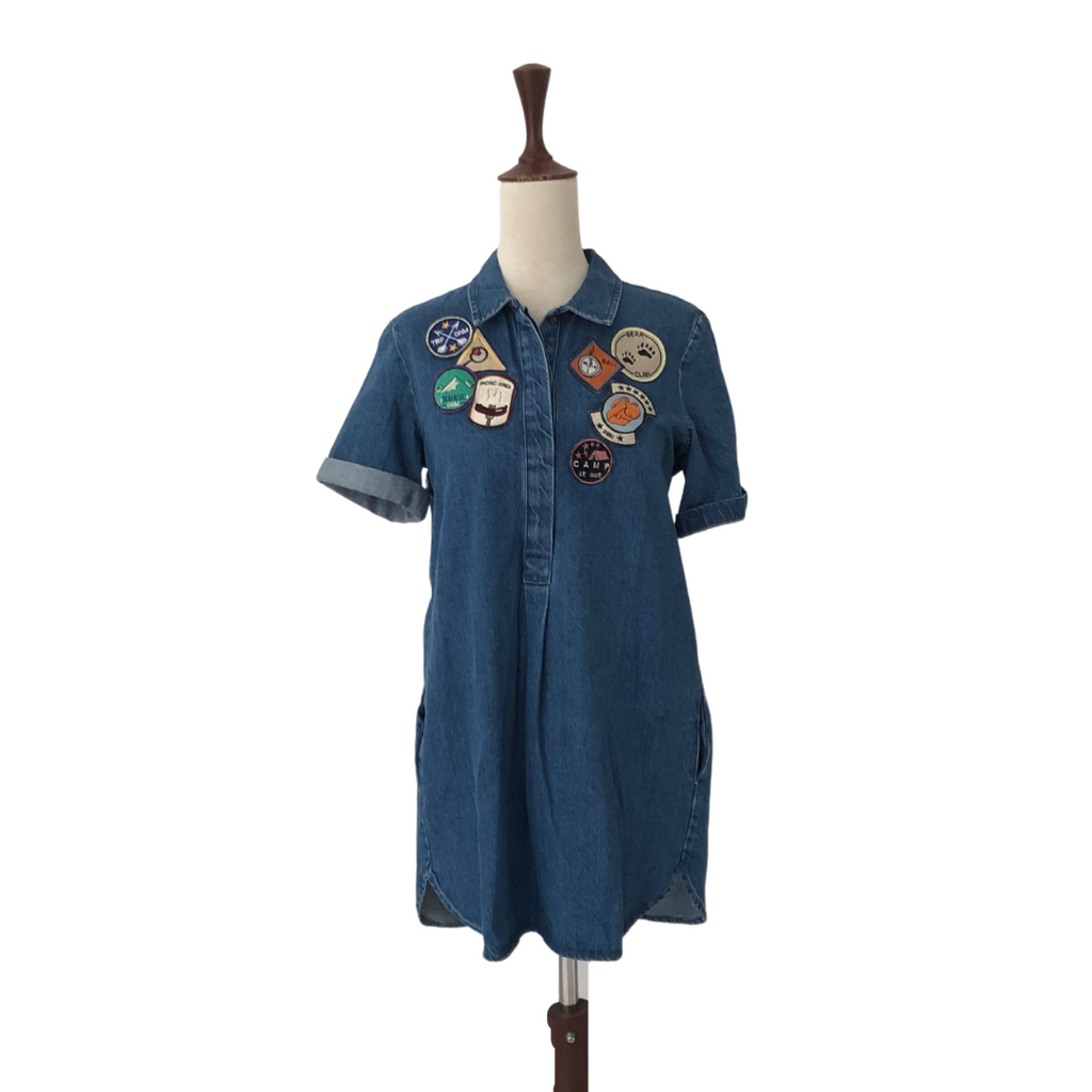 Zara Mini Short Sleeve Denim Dress Zara Self-Portrait Dress Woman Blue PF25812SBL Zara Mini Short Sleeve Denim Dress Zara Self-Portrait Dress Woman Blue PF25812SBL