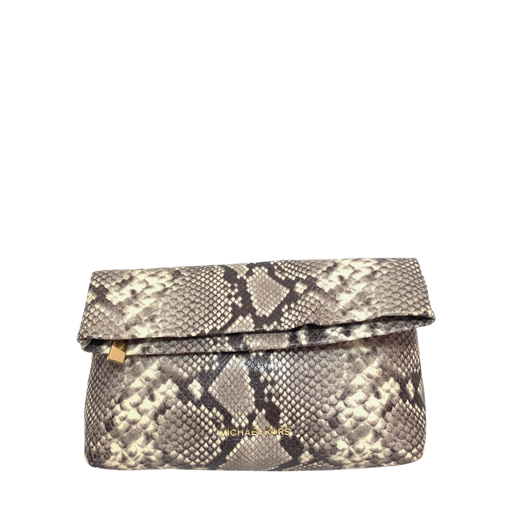 Michael Kors Grey Snakeskin Convertible Clutch Bag Gently Used