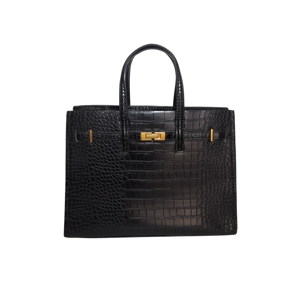 Mango Black Croc Textured Satchel Gently Used Secret Stash