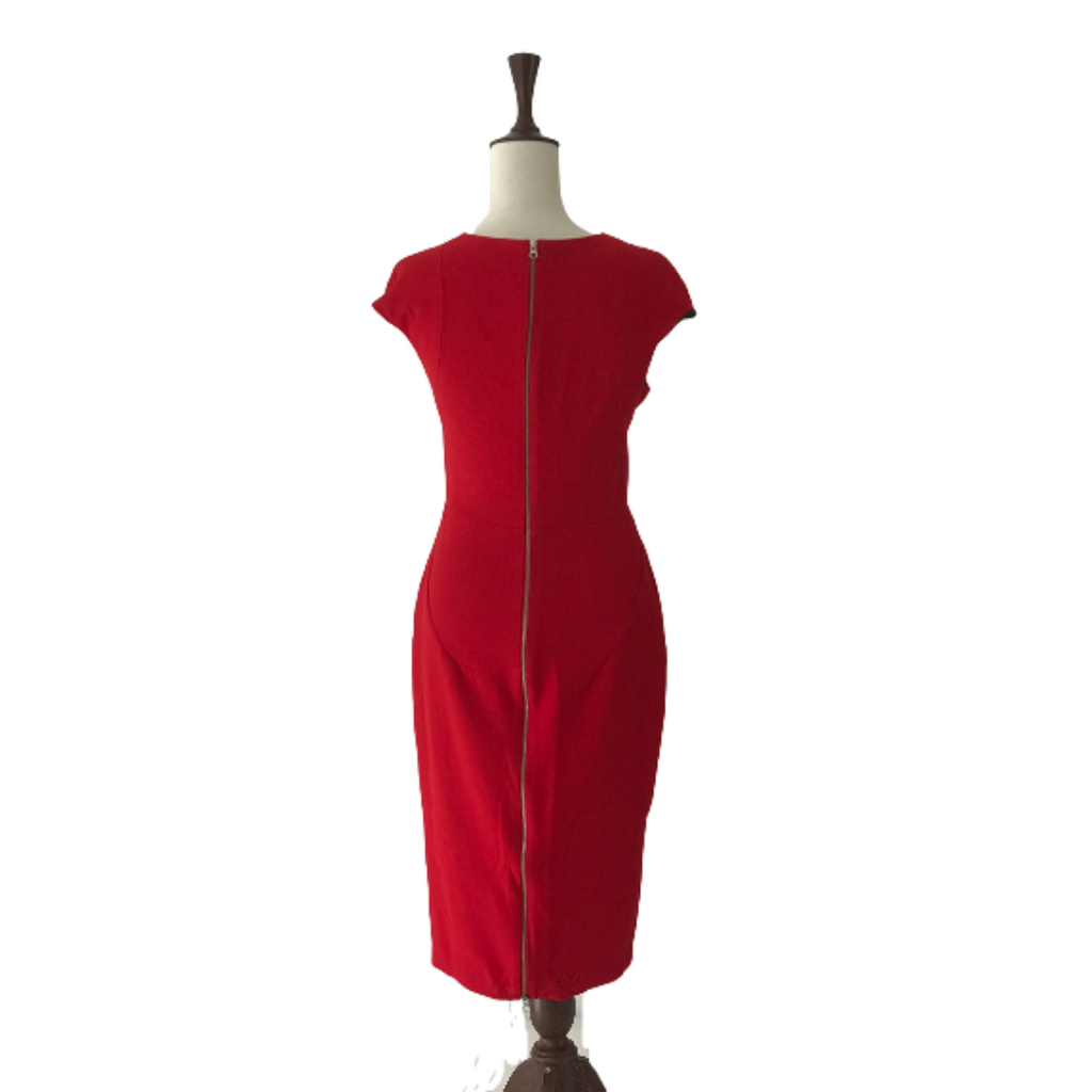 ZARA Red Zip Bodycon Midi Dress | Like New | | Secret Stash ZARA Red Zip Bodycon Midi Dress | Like New | | Secret Stash