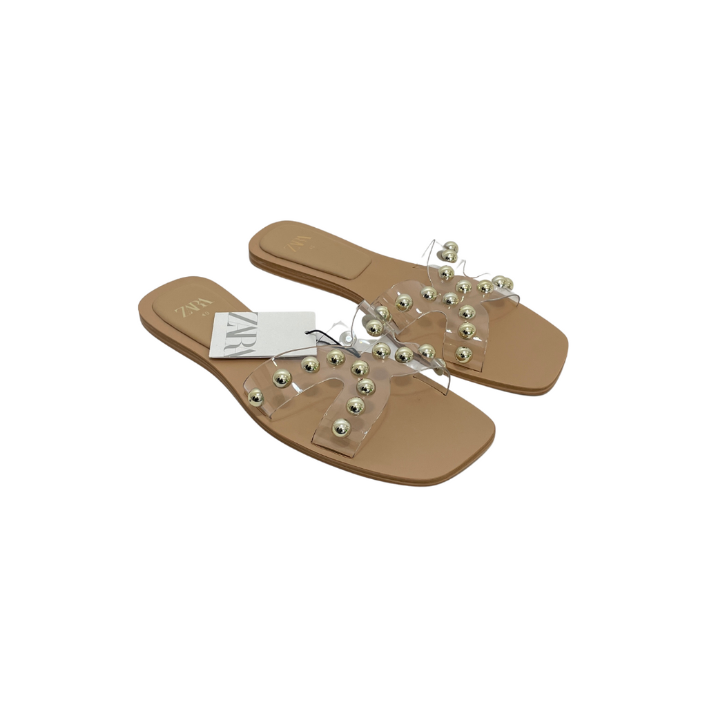 Studded Slider Sandals Zara Studded Flat Sandals Zara Womens Suede