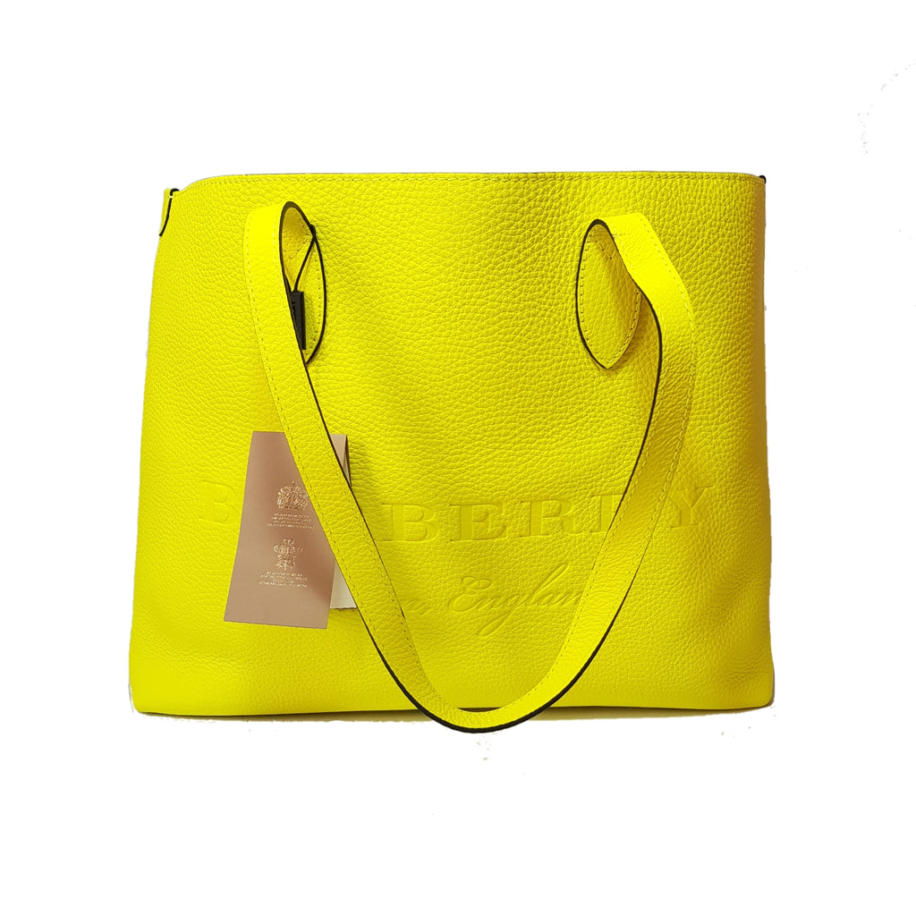 Burberry Remington Neon Yellow Leather Shopper Tote Brand New Secret Stash