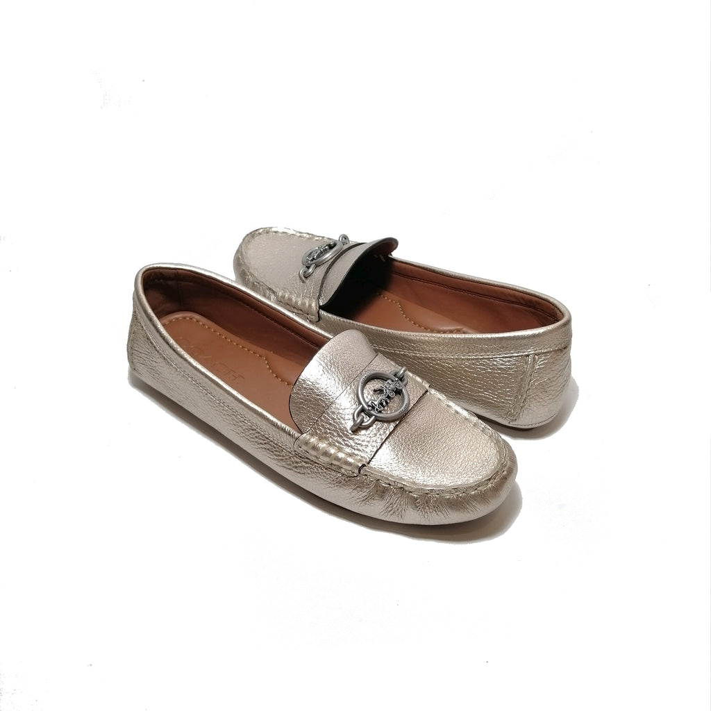 Coach Margot Metallic Leather Loafers Like New Secret Stash