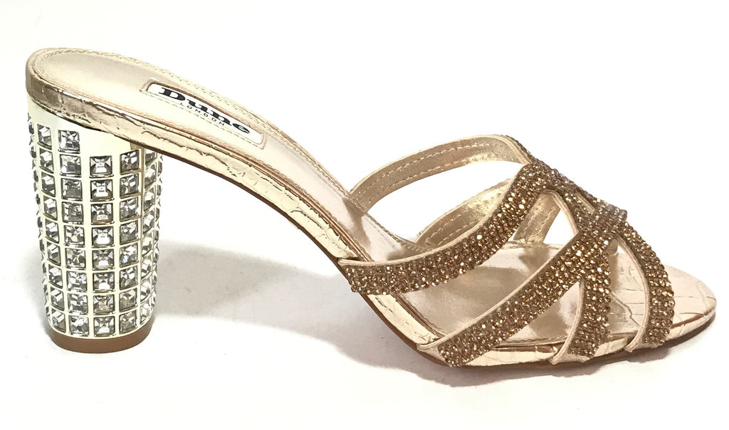 DUNE MARIDA Gold Crystal Block Heels Brand New Secret Stash