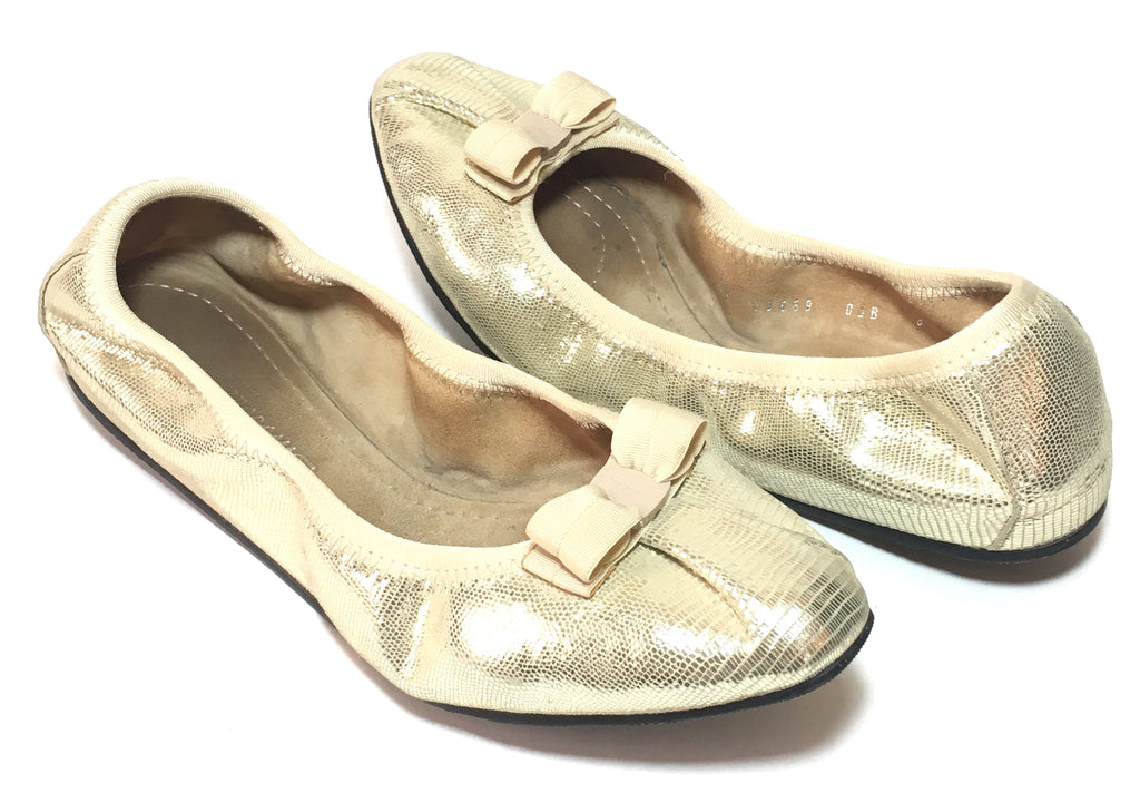 Salvatore Ferragamo My Joy Metallic Gold Ballet Flats Gently Used Secret Stash